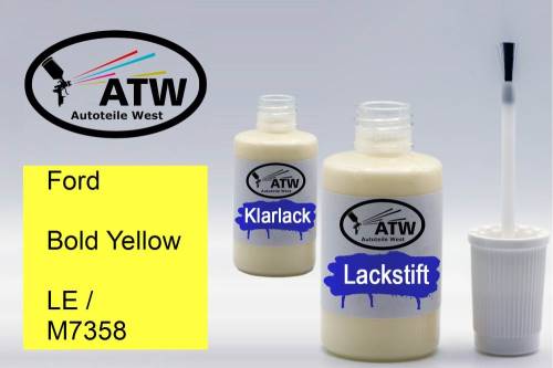 Ford, Bold Yellow, LE / M7358: 20ml Lackstift + 20ml Klarlack - Set, von ATW Autoteile West.